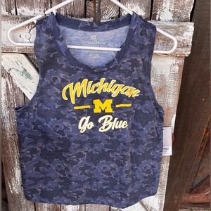 Michigan Wolverines Navy Blue Camo Mesh Colosseum Tank Top Womans Medium NWT